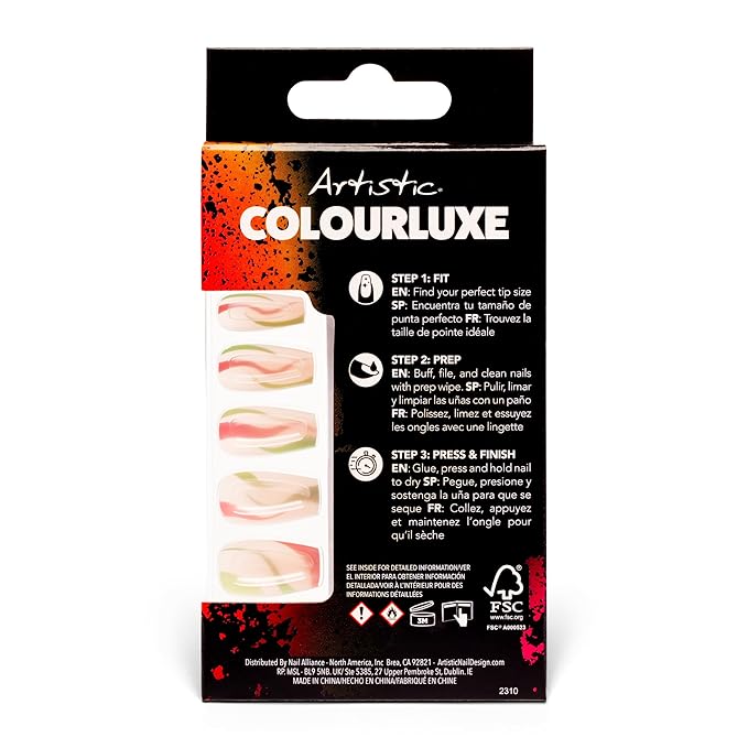 Artistic Colourluxe Press-On Tips Kit - Ready to Wear Manicure -Long-Lasting Manicures – Easy Application, Natural Look, 30 Nails (Attracted To You, Kit)