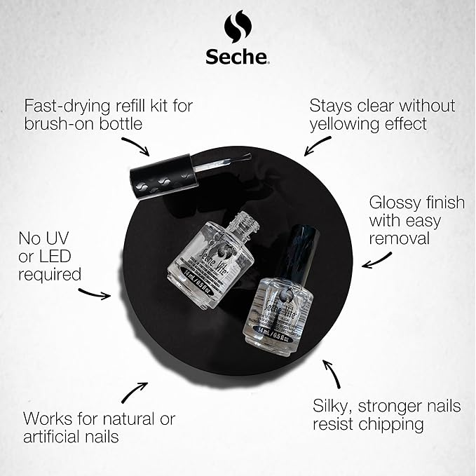 Seche Vite Dry Fast Top Coat 16oz Refill Kit, 16 oz Refill & 4 x 0.50 oz