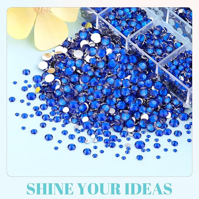 12100Pcs Resin Rhinestones for Crafting with 3Pcs 10ml B7000 Jewelry Glue, 2 Boxes Flatback Crystals Diomand (Royal Blue) for Bedazzling Crafts DIY Nail Art Makeup，Non Hotfix Gems for Clothing Shoes