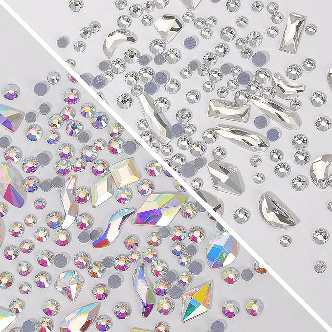 HNUIX 3D Nail Art Charms Rose Gold Nail Micro Caviar Beads Rhinestones for Acrylic Nails Mix Size Multishape AB Nail Rhinestones Nail Crystal Studs Flatback Pearl Kit for Nail DIY Craft Decoration