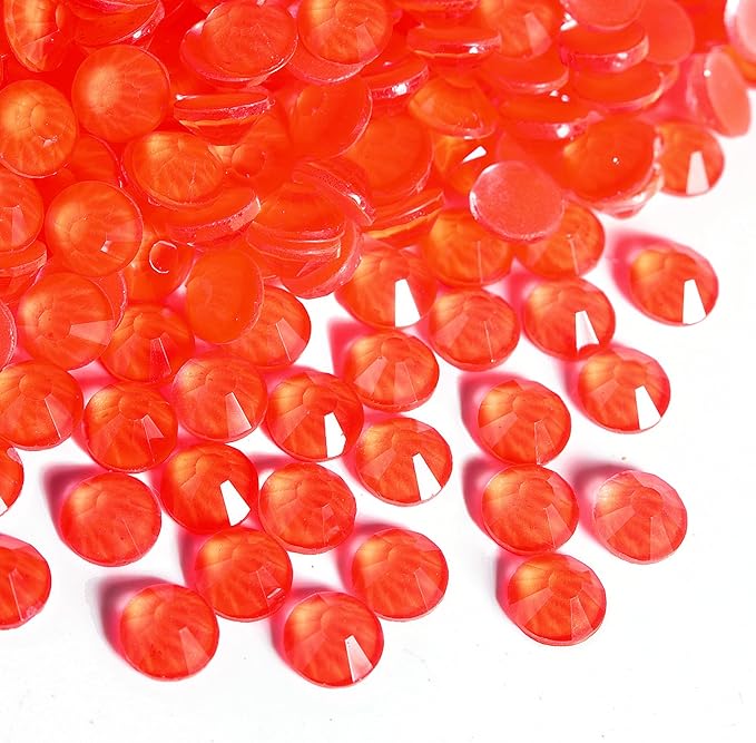 Blinginbox Flatback Rhinestones Round Gems, 1440pcs Luminous Series Glass Stones Neon Gems Non Hotfix Crystal Rhinestones for Nail Charms Crafts Clothes Tumblers,New Orange Red Neon,SS16.