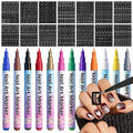 Nail Art Stencils Pens Set, 12 Nail Art Pens Markers + 14 Sheets Nail Stencils Heart Lips Flowers Nail Stickers for Women Girl, Nail Polish Pens for Nail Art Dotting Pen, DIY Nails Art Design Tools