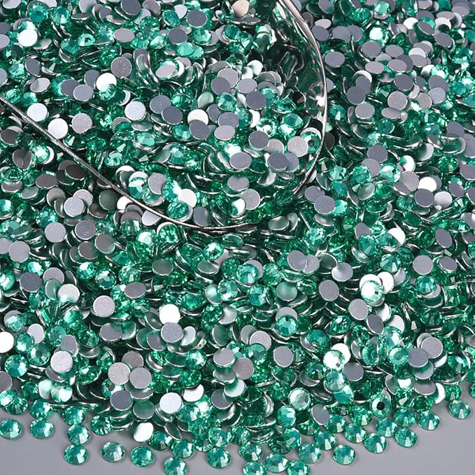 Blinginbox 1440Pieces SS6/1.9-2mm Flat Back Crystal Rhinestones Round Gems for Nail Art,Mint