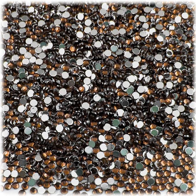 The Crafts Outlet 5,000pc Rhinestones Round 2mm Tiny for Nails - Flatback Beer Brown
