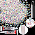 400PCS SS30/6mm Crystal Rhinestones (Transparent AB) with 2Pcs 10ml B7000 Jewelry Glue, Bedazzling Flatback Glass Rhinestones for Crafting, Gems Diomand Charm for Tumbler Shoes Clothing Mugs Nail Art