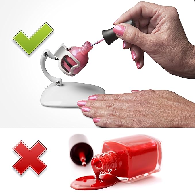 Grip&Tip Nail Polish Holder and nail art surprise the original, best nail polish bottle holder - anti-spill nail polish holder - no mess, saves time & money - perfect for DIY nail art (White)