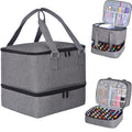 Nail Polish Organizer Case - Holds 42+ Bottles (15ml/0.5 fl.oz) and 1 Nail Lamp, Upgraded Double-layer Nail Polish Carrying Case Nail Polish Storage Bag with Handles (Grey)