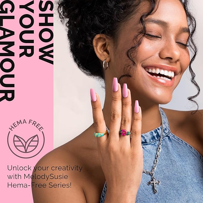 MelodySusie Hema Free Gel Nail Polish, 0.5 Fl Oz Thick Pink Gel Polish, Non Toxic, Long Lasting, Soak Off UV Nail Polish, Manicure Nail Design Salon DIY Nail Art at Home 012