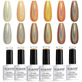 RARJSM Holographic Gel Nail Polish Set, Sunflower Collection Orange Yellow Gel Polish Summer Nail Colors 6PCS 7.5ML Soak Off UV LED Unicorn Mirror Laser Effect Nail GelPolish for Salon Home Manicure