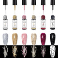 MTSSII Reflective Glitter Liner Nail Gel With Thin Nail Art Brush In Bottle, Sparkly Golden Silvery Nail Art Polish, Painting Liner Gel Polish for Swirl Nails Cyber Punk French Acrylic Nail
