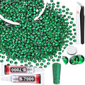 2000PCS SS16/4mm Crystal Rhinestones (Emerald Green) with 2Pcs 10ml B7000 Jewelry Glue, Bedazzling Flatback Glass Rhinestones for Crafting, Gems Diomand Charms for Tumbler Shoes Clothing Mugs Nail Art