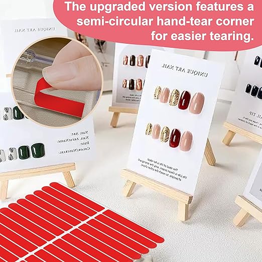 Qenk 12 Sheets Double Sided Tape for Nails, Nail Tape for Press on Nails, Double Sided Nail Tape for Nail Art Display Salon Supplies (Style-Red)