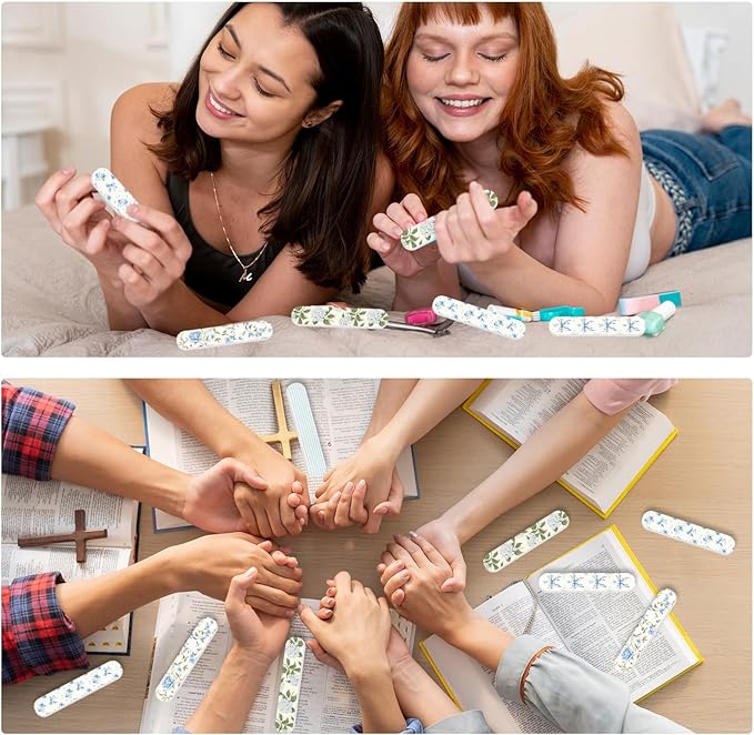 AnyDesign 50 Pcs Spring Nail Files Double-Sided Emery Board Manicure Tools Blue Hydrangea Flower Floral Bow Fingernails Shaping Buffing Smoothing Filers for Girl Women Gift Supplies