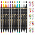 12 Colors Nail Art Pens Set, Dual-head Nail Polish Pens Nail Art Drawing Markers Pen Quick Dry Waterproof Nail Art Painting Pens Kit for Home DIY Nail Art Design