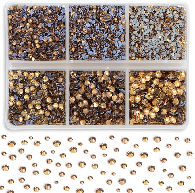 8000pcs Hotfix SS3-SS12, Rhinestones Flatback,Rhinestones for Crafts Clothes Mixed 6 Sizes, Hotfix Crystals with Wax Pencil Kit, Lt. Topaz