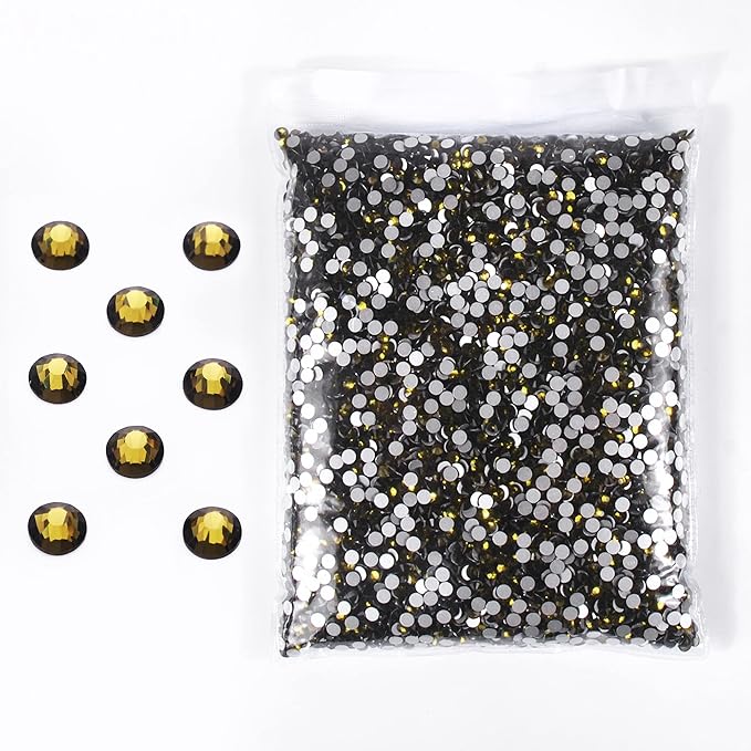 SS3-SS20 Crystal Glass Rhinestone Round Shape Flatbase Strass for DIY Nail Art Decorations Craft Making 14400PCS/Bag (SS8：2.3-2.4mm, Olive Green)