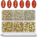 Bymitel Hotfix Crystal Rhinestones Round Gems for Crafts,Mixed 6 Sizes with Wax Pencil Kit, Jonquil 1.3-3.2mm(SS3-SS12/8000pcs)
