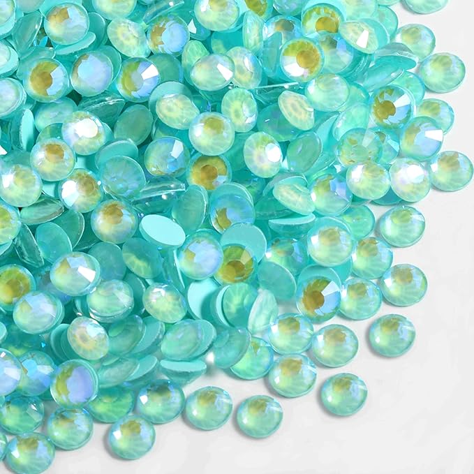 Beadsland 1440pcs Flat Back Crystal Rhinestones Round Gems for Nail Art and Craft Glue Fix, Luminous Mint, SS20,4.6-4.8mm