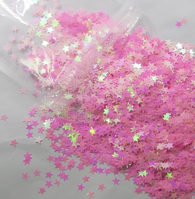 80g Mixed Color Star Chunky Glitter Sequins Iridescent Holographic Stars Glitters Flakes Sparkles Sticker Arts Crafts Resin Supplies Nail Art DIY Designs Decor Confetti (Star)