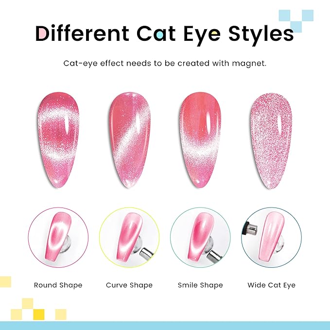 AIJIMEI Cat Eye Gel Polish Set -9 Colors 10ML Magnetic Gel Nail Polish Kit Nail Art, Soak Off LED/UV Lamp Cured, Professional Salon Quality, Long Lasting