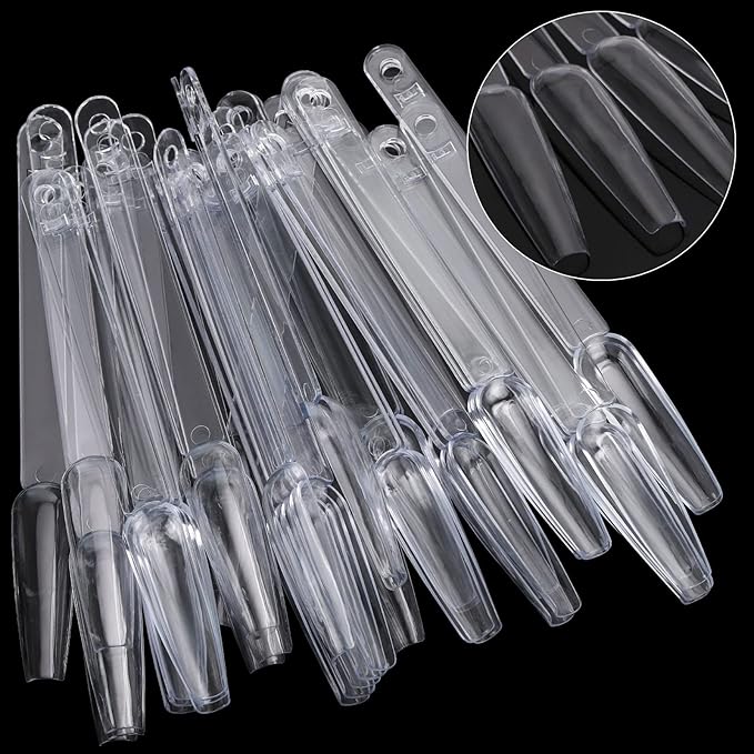 300 Pcs Nail Swatch Sticks with Number Stickers, Clear Fan-shaped Nail Polish Color Sample Sticks Display, Practice Nails Sticks with Ring for Board Home