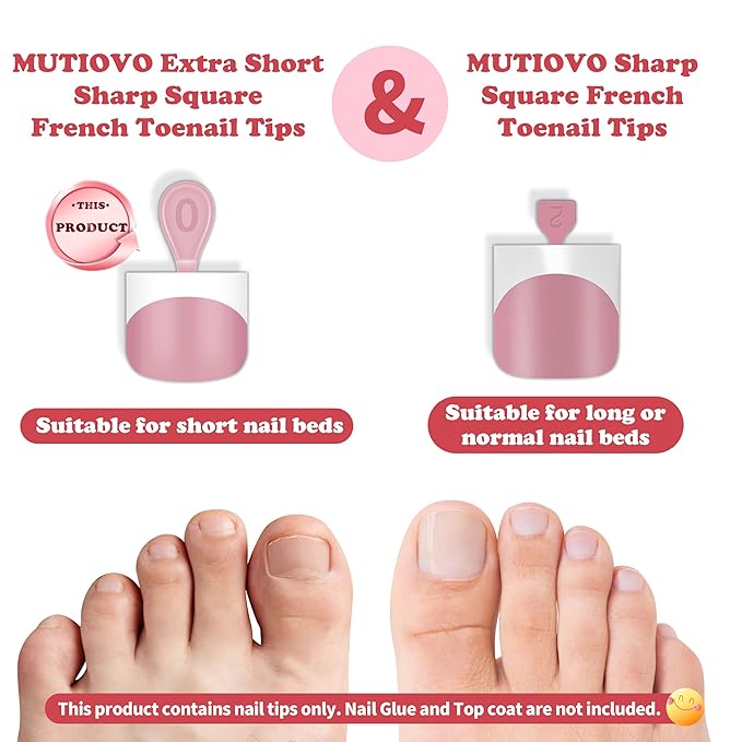 Extra Short Toe Nail White French Tip BERRY PINK,Soft Gel False Toenail Extension Kit,Thick Sharp Square Press On,Need Builder Gel & Apply Top Coat, No Glue included,for DIY x16 Sizes 224 pcs