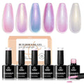 Beetles Builder Gel for Nails,Pearl Shimmer 6 Colors Builder Gel Set for Building Apex & Nail Extension Uv Led White Pink Purple Mermaid Drawing Strengthener for Thin Nails Beauty Gift Sets for Women