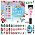 72Pcs Christmas Kid Press on Nails, EBANKU Xmas Fake Nails Kit Full Cover Christmas Theme Design False Nail with Nail Glue for Girl