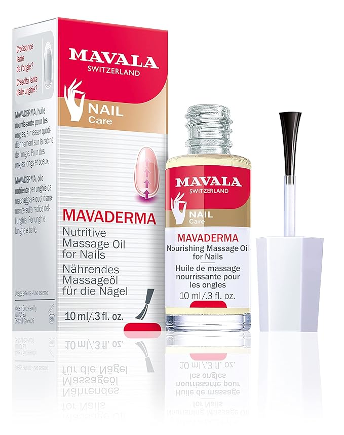 Mavala Mavaderma Nourishing Massage Oil for Nails, Nail Care, Nail Hardener, Cuticle Oil Nail Growth, Moisturizing & Healing Treatment for Cracked Nails & Rigid Cuticles (0.3 Ounce)