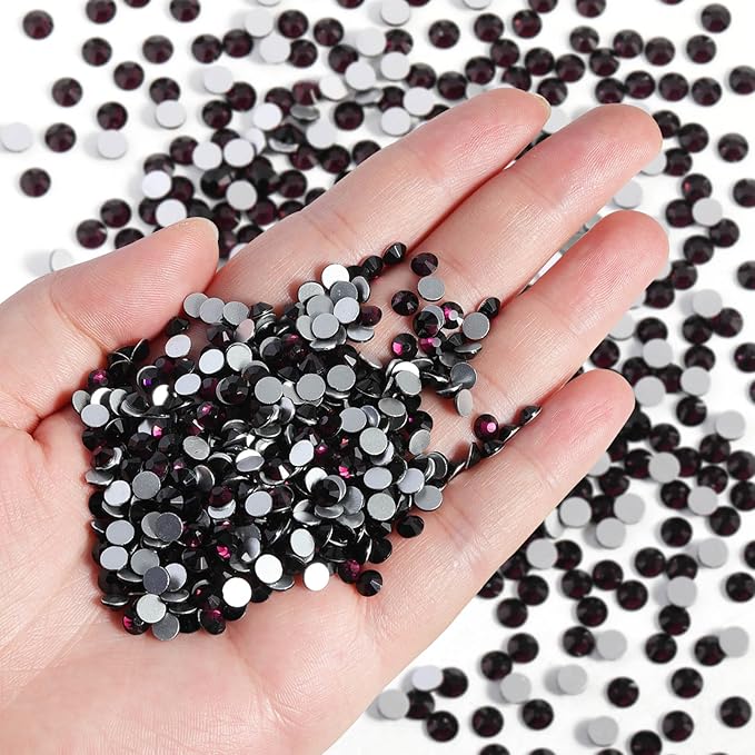 Beadsland Flatback Rhinestones Bulk,14400pcs Burgundy Rhinestones for Nails Crafts Clothes DIY Decoration, Amethyst, SS10, 2.7-2.9mm