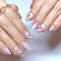 Press On Nails Short Almond Cat Eye Jelly Pink|The Heart will Sparkle as You Move.Reusable Soft Gel Nails in 15 Sizes -30 Nail Kit with Glue|Designed in L.A, Handmade in Vietnam| Whisper Heart