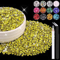 12000PCS 2mm Resin Rhinestones Bulk for Crafting (Lemon Yellow), Flatback Bedazzling Crystals for Crafts DIY Nail Decoration, Gems Charms for Tumbler Shoes Clothing Fabric with Pickup Pen And Tweezers