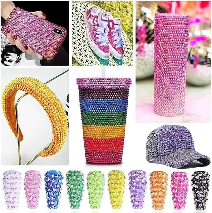 22000pcs Resin Flatback Rhinestones for Crafting, Ink Blue AB Bedazzling Gems Beads 2mm 3mm 4mm 5mm 6mm, Non-Hotfix SS8 SS10 SS16 SS20 SS30 Gems with B7000 Glue for DIY Crafts, Nails