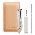 MR.GREEN Nail Clippers, 3PCS Nail Clipper Set with Anti Splash Fingernail Clipper,Ear Pick,Glass Nail File,Professional Nail Clippers for Men and Women, Stainless Steel Nail Cutter with Leather Case