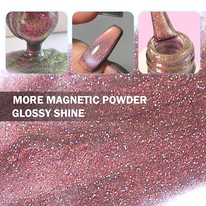 VARNAIL Interstellar Reflective Cat Eye Gel Polish Set 6 Colors, 15ML Glitter Flash Sheer Cat Eye Nail Gel Polish with Magnet, Soak off Gel Nail Polish Set, Salon Quality Magnetic Nail Gel