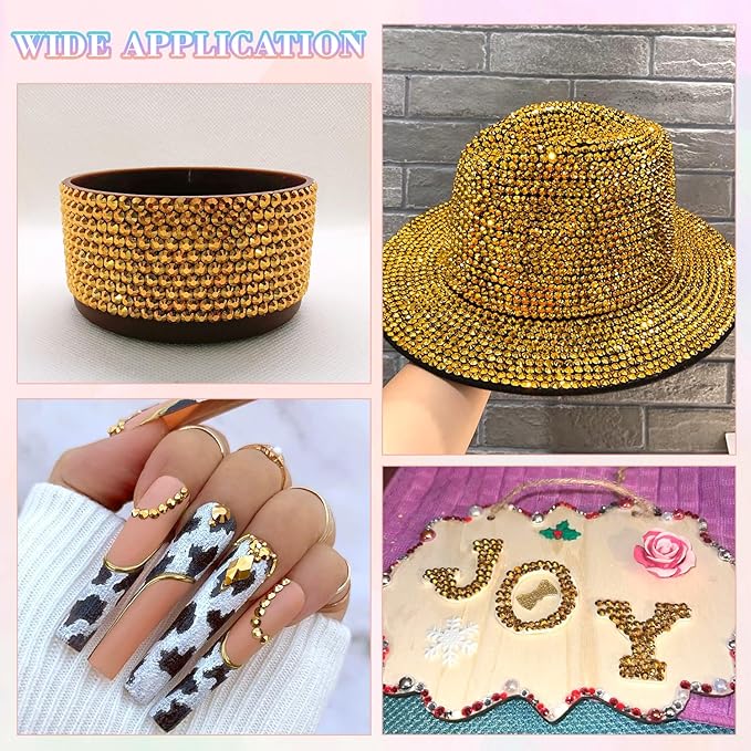 30000Pcs Resin Rhinestones for Bedazzling with B7000 Jewelry Glue, Mine Gold Flatback Gems Rhinestones for Crafting, Clothing Tumblers Mugs Shoes Fabric Decor Nail Art