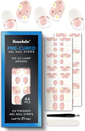 Real Gel Nail Strips (No UV Light Needed) - 44Pcs Salon Quality Nail Stickers - Long Lasting Polish Wraps for Women, Easy Apply & Remove (Blossom Nude)