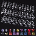 144Pcs Heart/Small Square/Oval False Nail Display Tips Clear Nail Art Color Display Chart with Adhesive Sticker Nail Polish Color Display Card Nail Swatches Training Practicing