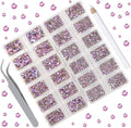10000 Pieces Rhinestones 6 Sizes Round Crystal Glass Flat Back Rhinestones with 1Tweezers and 1Picking Pen for Nail Art Crafts Clothes Bags DIY (Pink Purple)