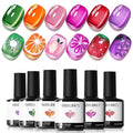 modelones Cat Eye Gel Nail Polish Set, 6 Colors Orange Neon Galaxy Hot Pink Grape Purple Red Green 9D Cat Eye Glitter Gel Polish with Magnet LGBT Fruit Theme Soak Off Led DIY Gift Unisex