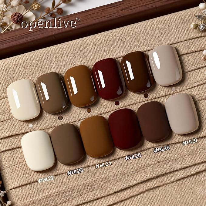 10ml Chocolate Brown Nail Polish Set 6 Colors Fall Winter Mocha Quick Dry Nail Polish Non Gel for Women Girls Gift