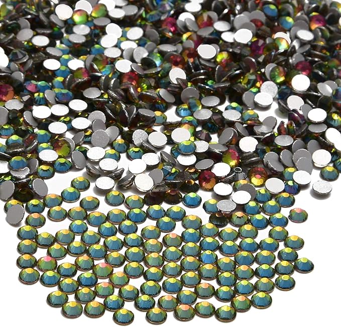 NCB 3000pcs Flatback Round Glass Nail Art Rhinestones Crystal for DIY Making Accessories Shoes, Clothes, Face Art, Bags, Manicure (Vitrail Medium, SS5 3000pcs)