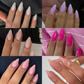 6 Packs Press On Nails Almond, KQueenest Acrylic Press On Nails Medium, Stiletto Fake Nails Press Ons, Natural Color Glossy Gel Glue On Nails Medium for Women Daily Wear 144 Pcs