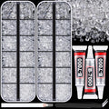 12000Pcs Resin Rhinestones for Bedazzling with 3Pcs B7000 Jewelry Glue, 2 Boxes Transparent Flatback Rhinestones for Crafting Crafts DIY, Crystals Gems for Clothing Shoes Tumblers Nail Art Makeup