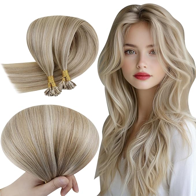 RUNATURE U Tip Hair Extensions Blonde Human Hair U Tip Extensions Real Human Hair Highlight Brown with Blonde U Tip Human Hair Extensions 18 Inch 50 Gram 50 Strands