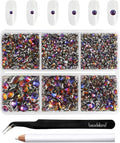 Beadsland 4300pcs Flatback Rhinestones,Blue Rhinestone Nail Gems Round Crystal Rhinestones for Crafts,Mixed 6 Sizes with Picking Tweezers and Wax Pencil Kit, SS6-SS20,Blue Volcano
