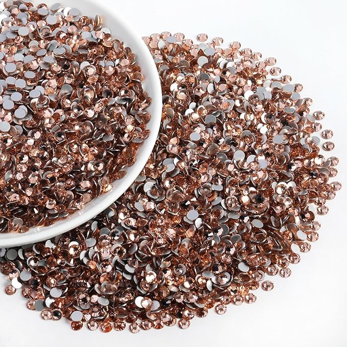 Beadsland Flatback Rhinestones Bulk,14400pcs Champagne Rhinestones for Nails Crafts Clothes DIY Decoration, Light Peach, SS10, 2.7-2.9mm