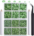 NCB Hotfix Iron on 8000pcs Crystal Rhinestones Round Gem for Crafts Decoration DIY Jewelry Making with a Tweezers and 2 Picking pens (Peridot, 6Sizes SS4-SS30)