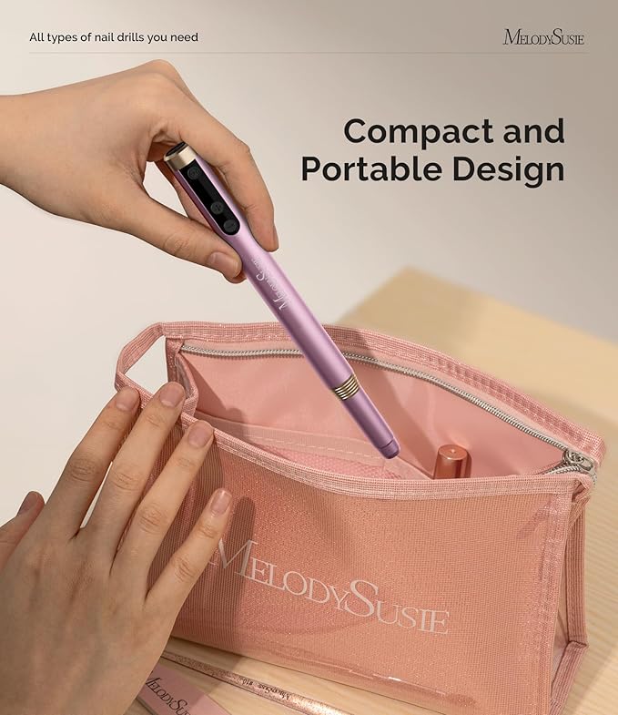 MelodySusie Pen-Shaped Ultra-Slim Cordless Nail Drill, PM170F 30000RPM Portable Rechargeable Electric File with LED Display for All Manicure, Nail Care, Shaping & Gel Removal for Advanced Home Use