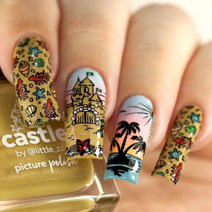 Whats Up Nails - B056 Coasting to the Sea Stamping Plate for Nail Art Design